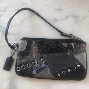 Coach black and grey snakeskin wristlet